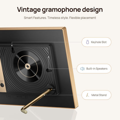 D10 Metal Digital Picture Frame Free Cloud Storage No Subscription 10.1" HD Anti-Glare Touchscreen Load Photos & Videos from Phone Ideal for Thoughtful Gifting Exquisite - Champagne Gold