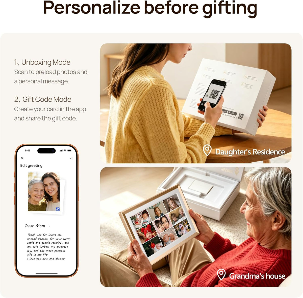 D10 Metal Digital Picture Frame Free Cloud Storage No Subscription 10.1" HD Anti-Glare Touchscreen Load Photos & Videos from Phone Ideal for Thoughtful Gifting Exquisite - Champagne Gold