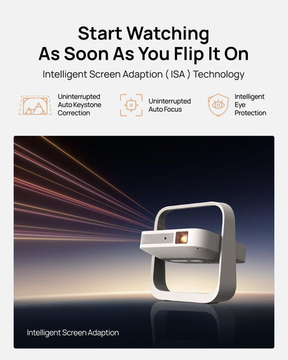 Elfin Flip plus Portable Projector, 500 ISO Lumens, Adjustable Stand