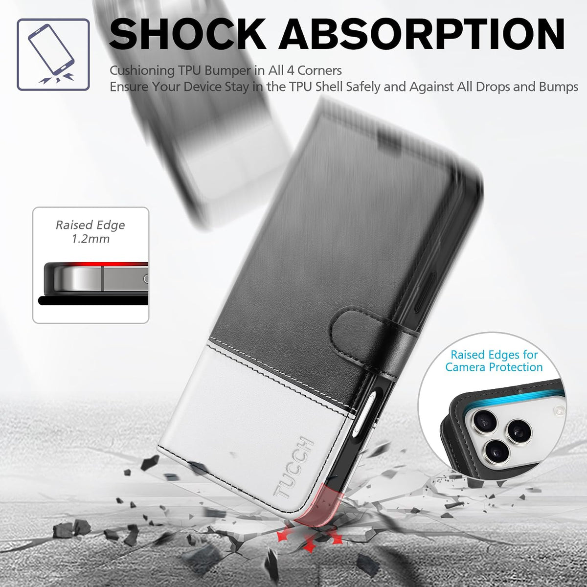 Wallet Case for Iphone 18 Pro Max/17 Pro Max, Stand, Black & White