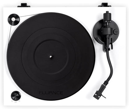 RT82 Reference High Fidelity Vinyl Turntable Record Player with Ortofon OM10 Cartridge, Speed Control Motor, High Mass MDF Wood Plinth, Vibration Isolation Feet - Piano White