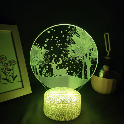 Christmas Elk Snow in Winter Lava Lamps 3D LED RGB Battery USB Night Lights Birthday Gift Bedroom Table Desk Decoration for Home