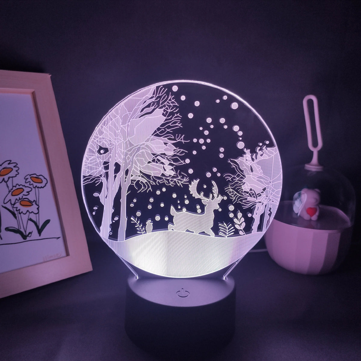Christmas Elk Snow in Winter Lava Lamps 3D LED RGB Battery USB Night Lights Birthday Gift Bedroom Table Desk Decoration for Home