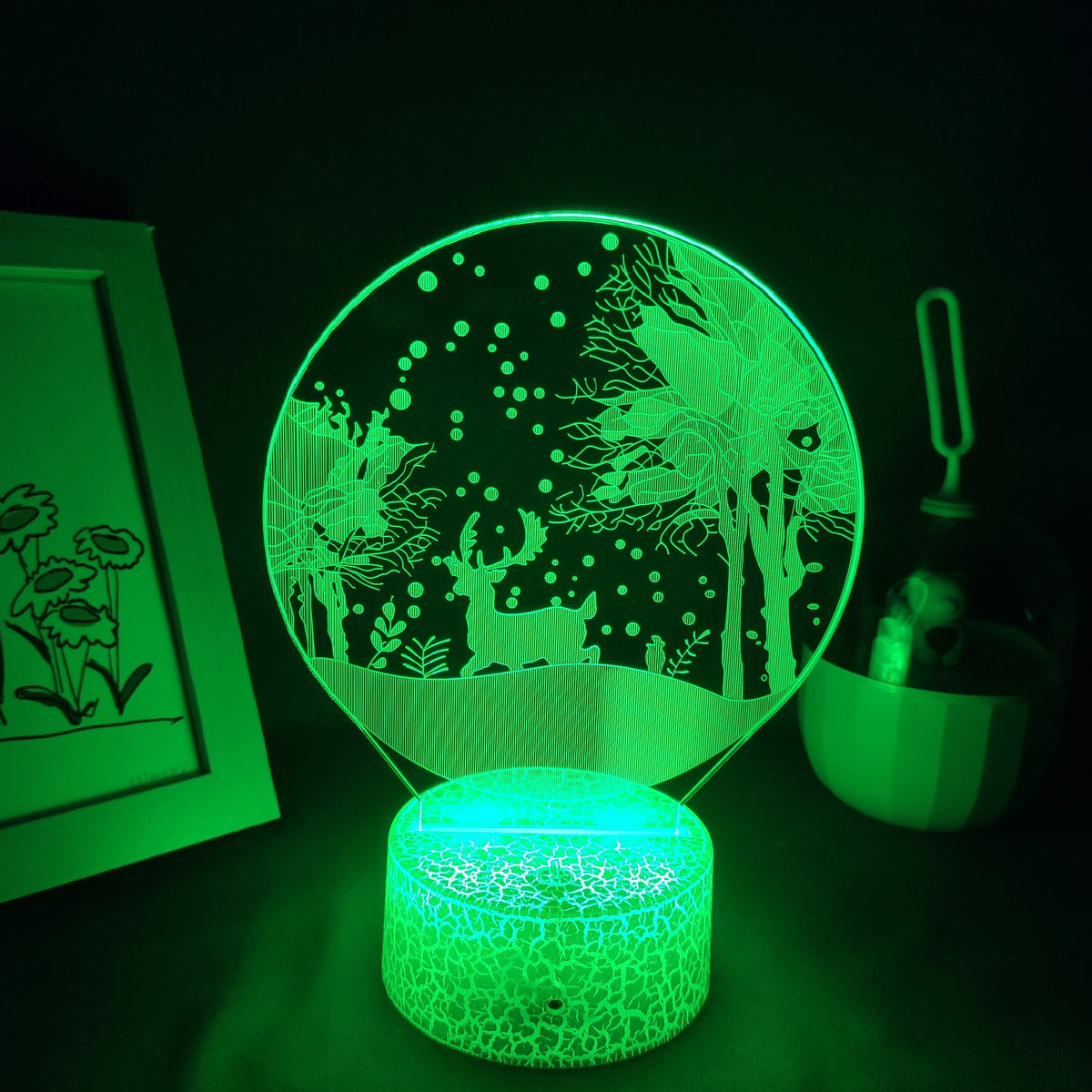 Christmas Elk Snow in Winter Lava Lamps 3D LED RGB Battery USB Night Lights Birthday Gift Bedroom Table Desk Decoration for Home