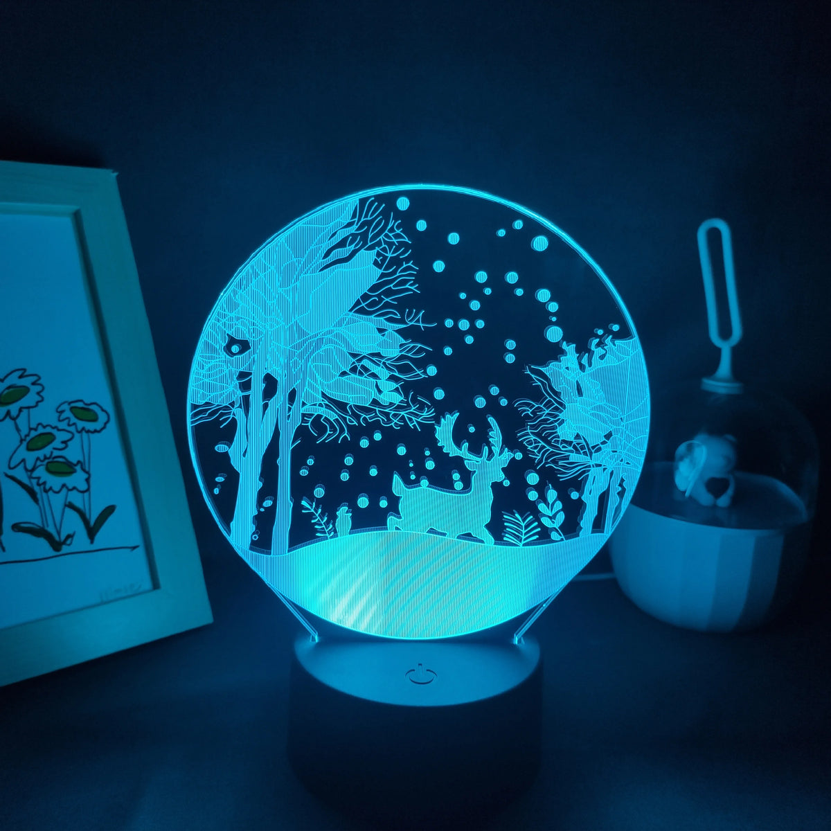 Christmas Elk Snow in Winter Lava Lamps 3D LED RGB Battery USB Night Lights Birthday Gift Bedroom Table Desk Decoration for Home