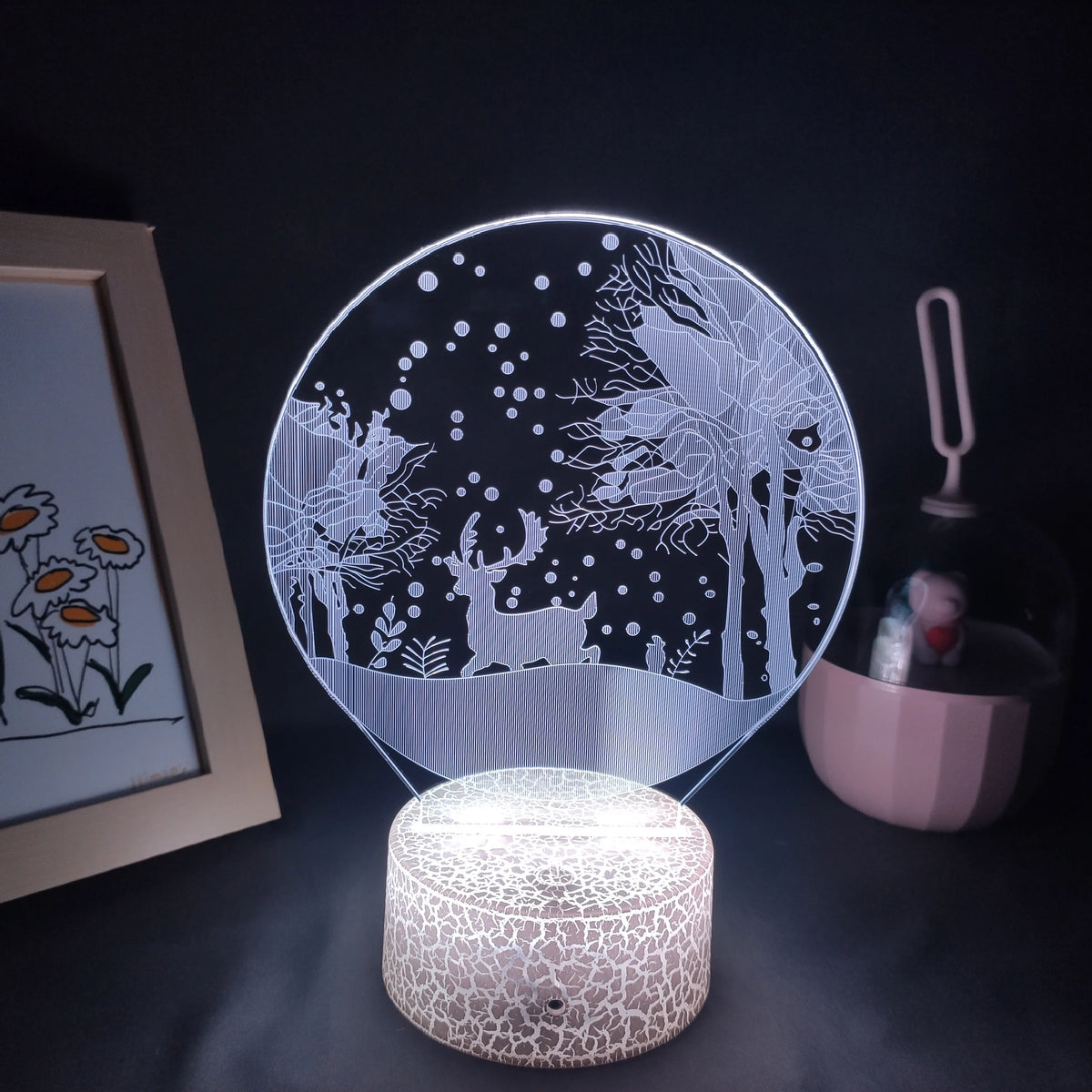 Christmas Elk Snow in Winter Lava Lamps 3D LED RGB Battery USB Night Lights Birthday Gift Bedroom Table Desk Decoration for Home