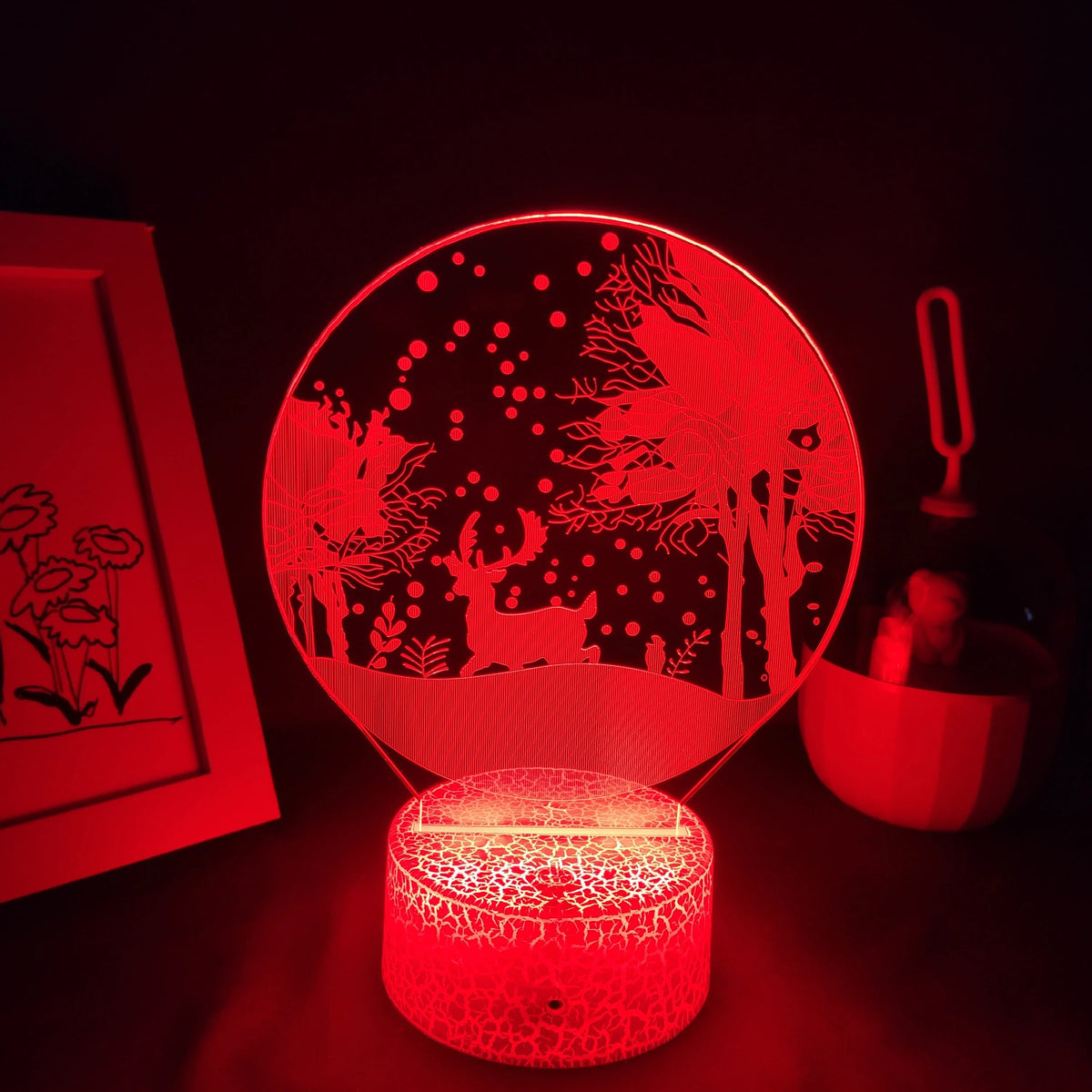 Christmas Elk Snow in Winter Lava Lamps 3D LED RGB Battery USB Night Lights Birthday Gift Bedroom Table Desk Decoration for Home
