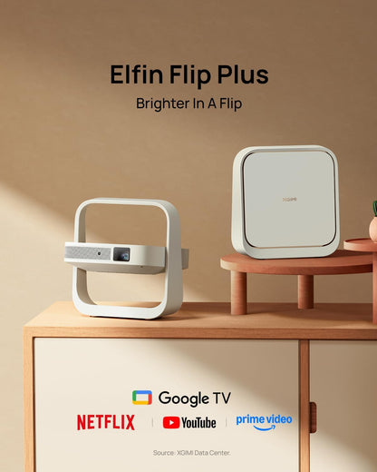 Elfin Flip plus Portable Projector, 500 ISO Lumens, Adjustable Stand