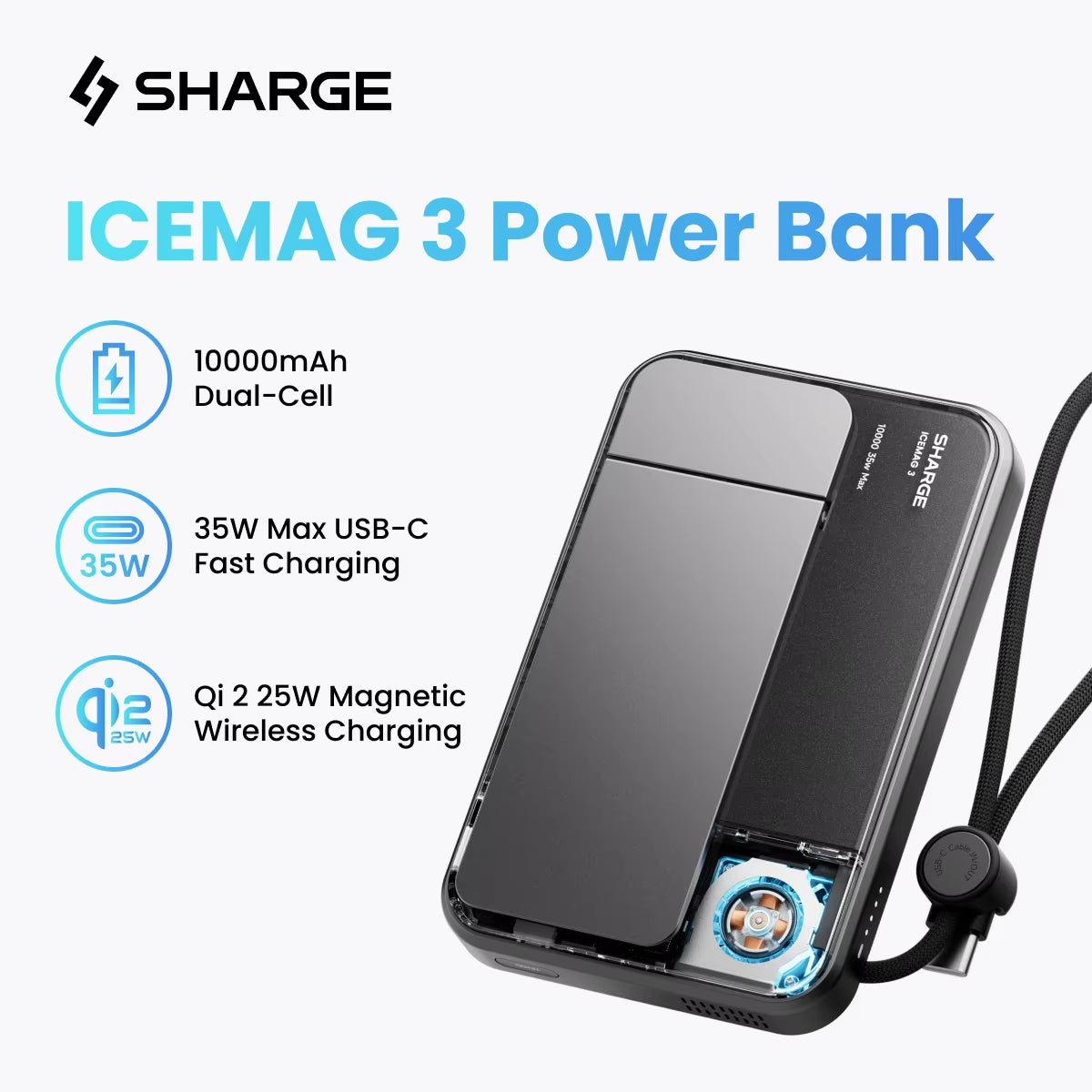 Qi 2.2 25W Power Bank Wireless Fast Charge 10000Mah Type C Cable for Magsafe Portable Charger External Battery