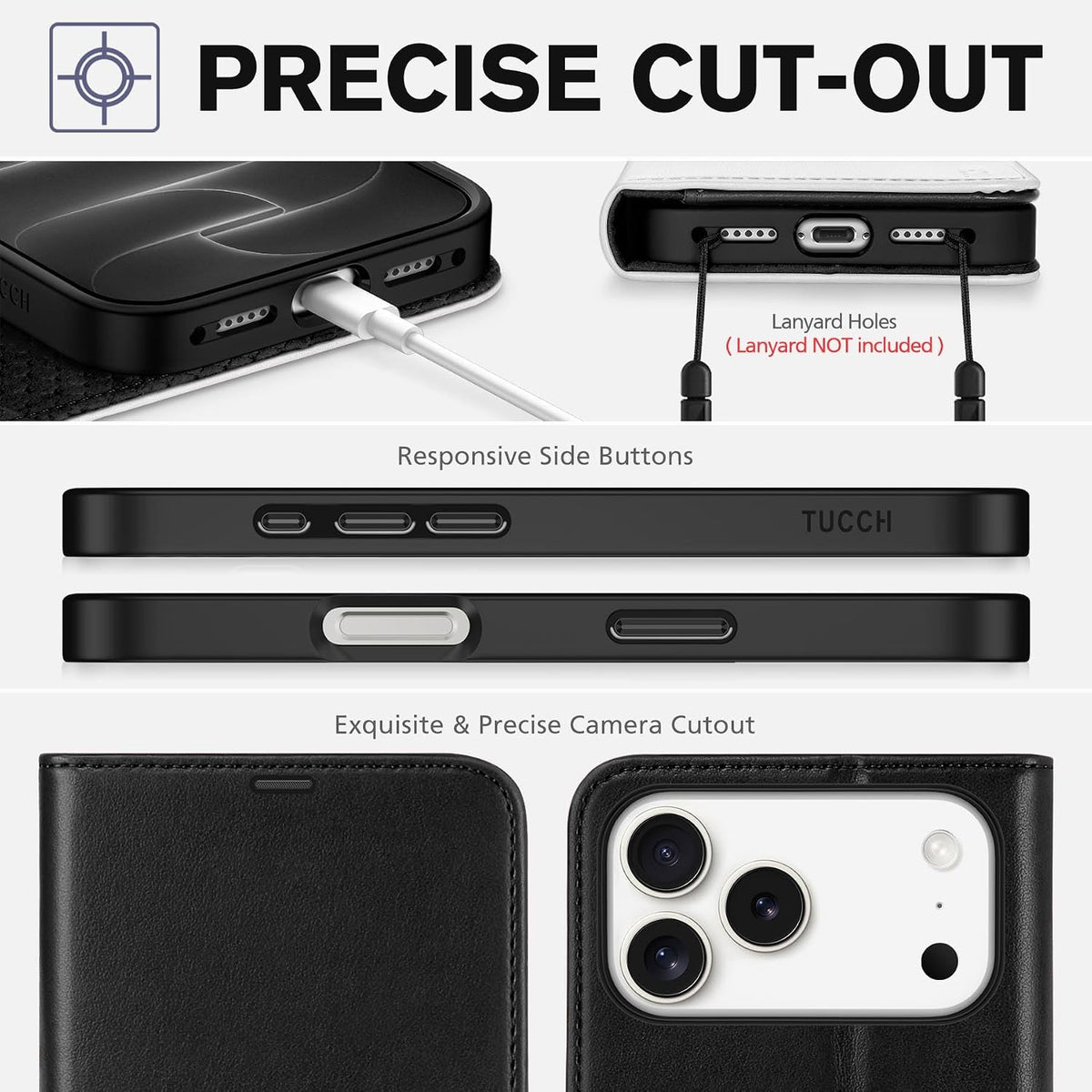 Wallet Case for Iphone 18 Pro Max/17 Pro Max, Stand, Black & White
