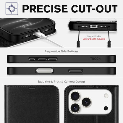 Wallet Case for Iphone 18 Pro Max/17 Pro Max, Stand, Black & White